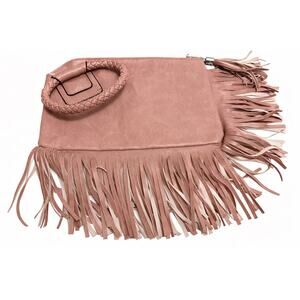 Blush Pink Fringe Clutch Boho Western Coastal Cowgirl Y2K Festival Tassel Bag